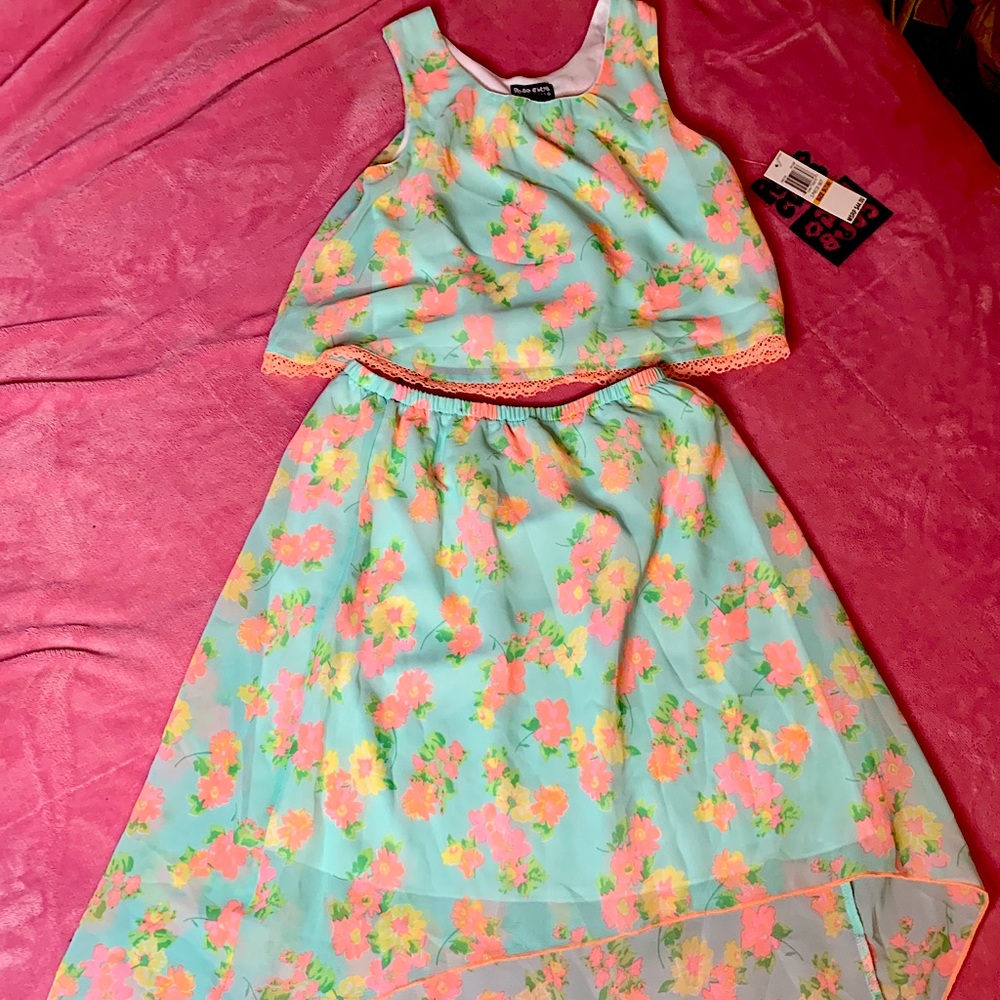 Pogo Club 2 piece floral girls dress size 7/8 NWT